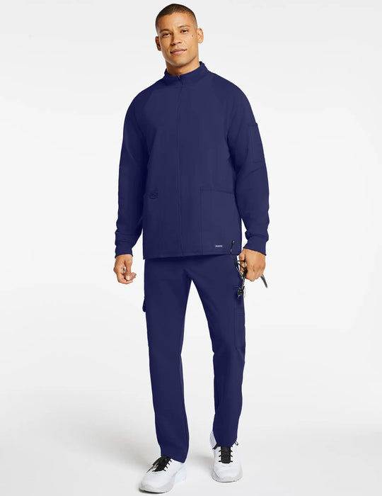 Jaanuu Scrubs Men's Classic Scrub Jacket 1.0 Navy | scrub-supply.com