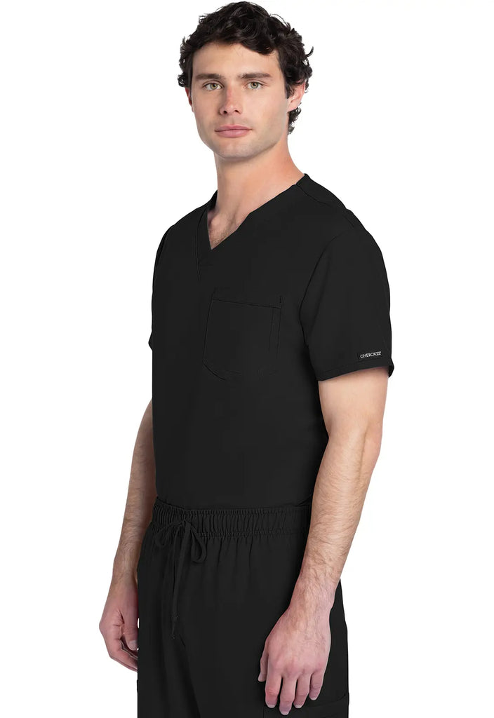Cherokee Scrubs Unisex V-neck Top Black | scrub-supply.com