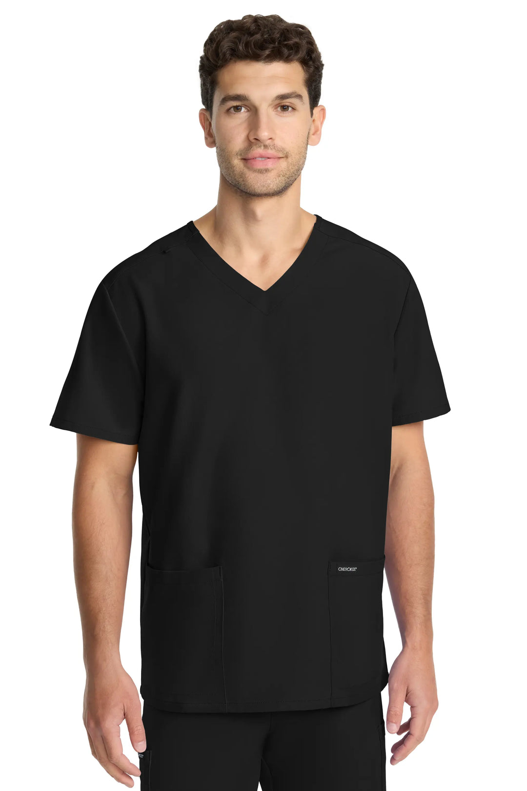 Cherokee Scrubs Unisex Ultra V-Neck Top Black | scrub-supply.com