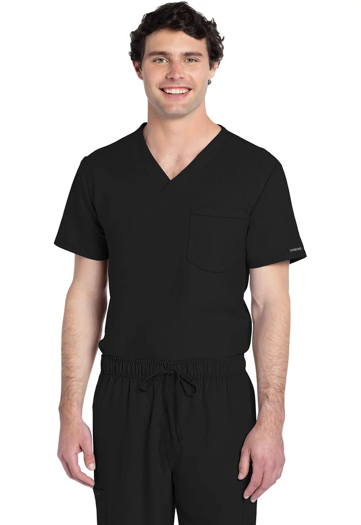 Cherokee Scrubs Unisex V-neck Top Black | scrub-supply.com