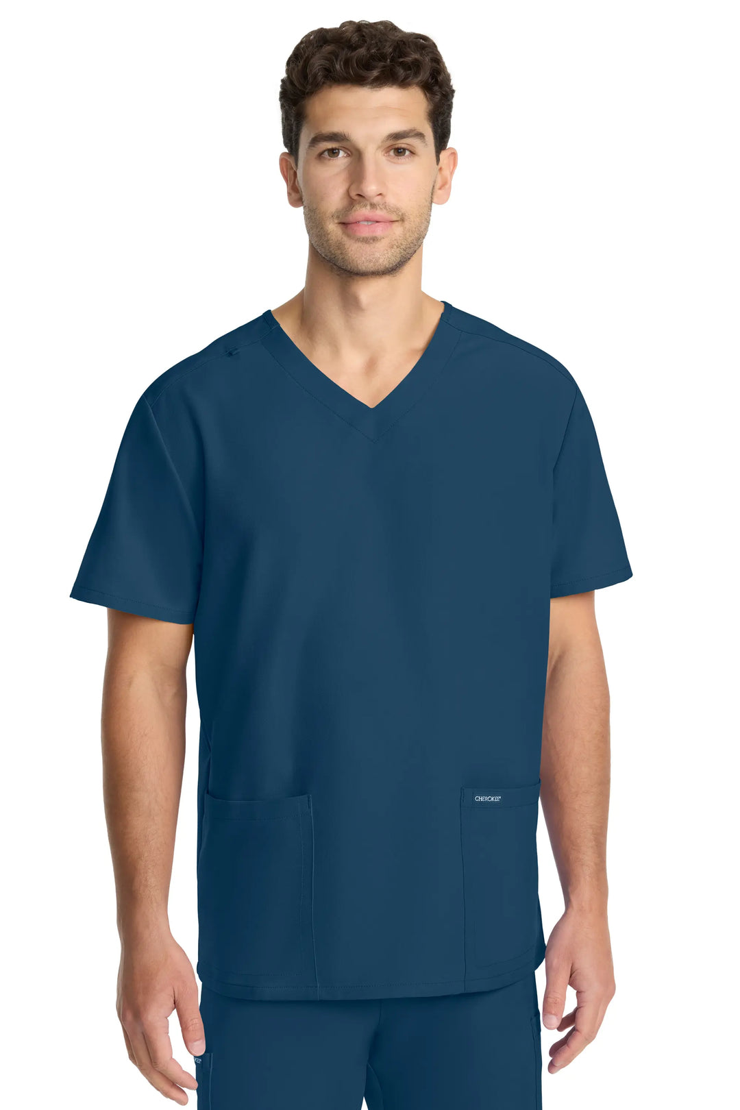 Cherokee Scrubs Unisex Ultra V-Neck Top Caribbean Blue | scrub-supply.com
