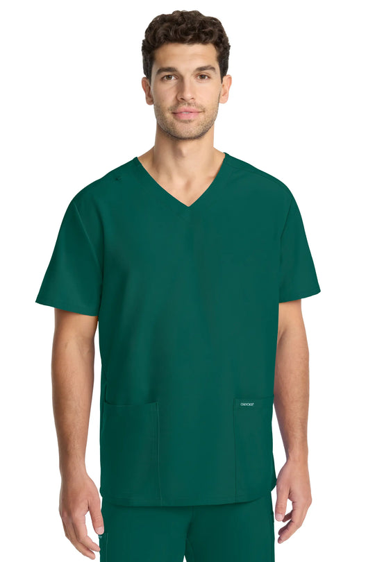 Cherokee Scrubs Unisex Ultra V-Neck Top Hunter Green | scrub-supply.com