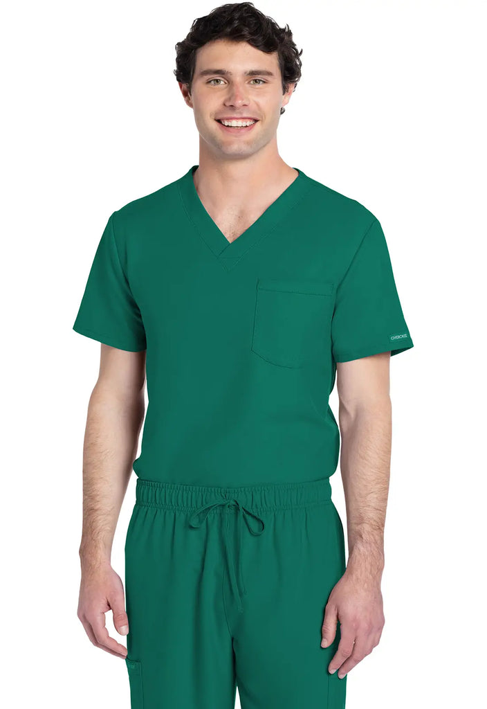 Cherokee Scrubs Unisex V-neck Top Hunter Green | scrub-supply.com