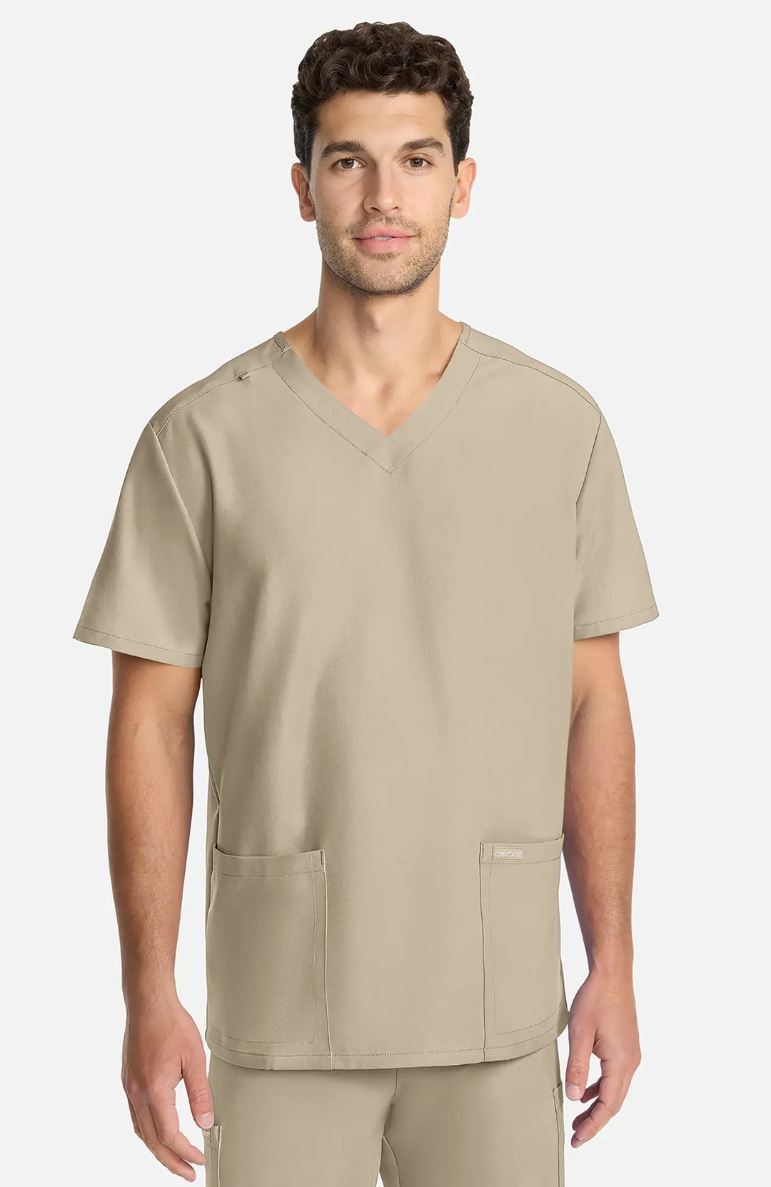 Cherokee Scrubs Unisex Ultra V-Neck Top Khaki | scrub-supply.com