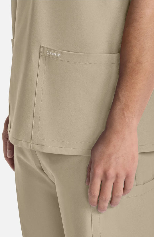 Cherokee Scrubs Unisex Ultra V-Neck Top Khaki | scrub-supply.com