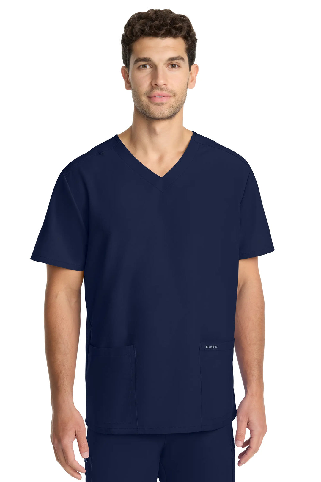 Cherokee Scrubs Unisex Ultra V-Neck Top Navy | scrub-supply.com