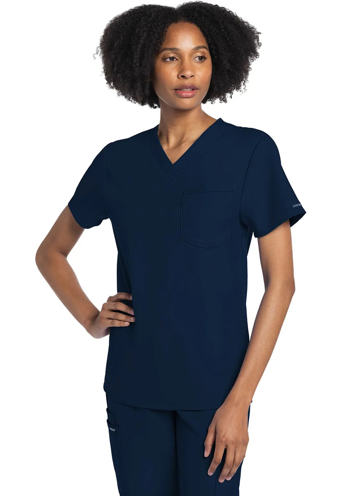 Cherokee Scrubs Unisex V-neck Top Navy | scrub-supply.com