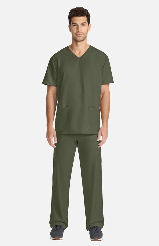 Cherokee Scrubs Unisex Ultra V-Neck Top Olive | scrub-supply.com