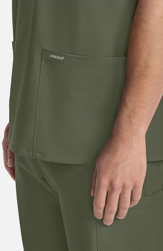 Cherokee Scrubs Unisex Ultra V-Neck Top Olive | scrub-supply.com