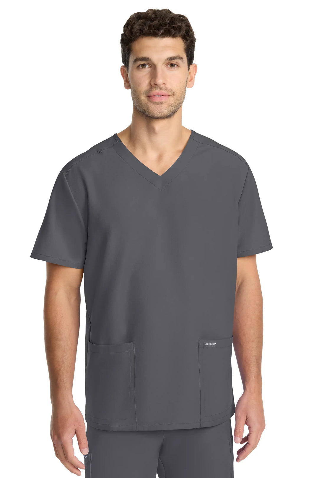 Cherokee Scrubs Unisex Ultra V-Neck Top Pewter | scrub-supply.com
