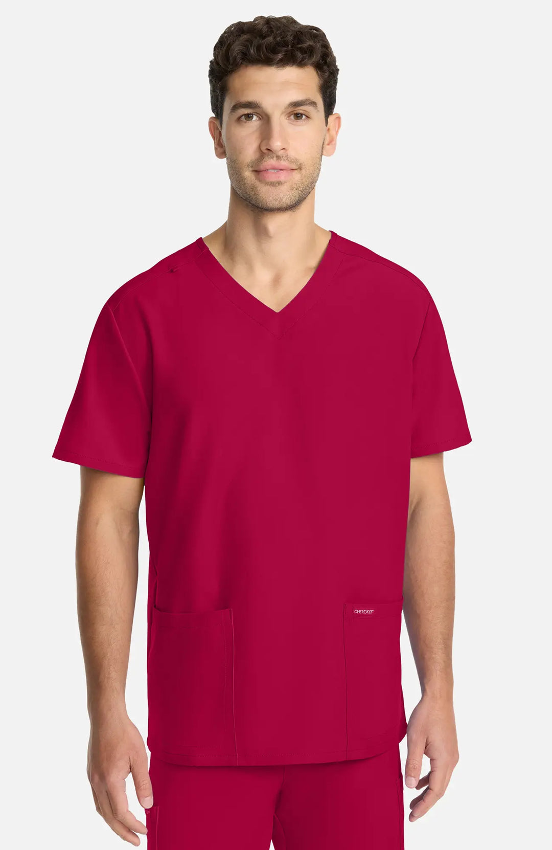 Cherokee Scrubs Unisex Ultra V-Neck Top Red | scrub-supply.com