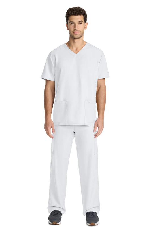 Cherokee Scrubs Unisex Ultra V-Neck Top White | scrub-supply.com