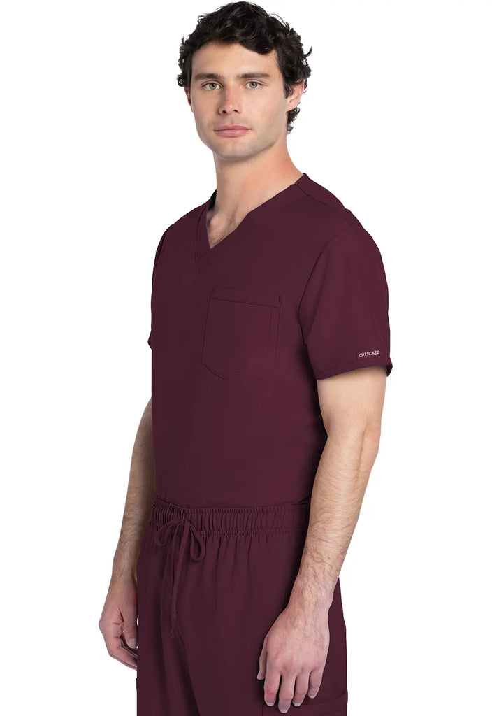 Cherokee Scrubs Unisex V-neck Top Wine | scrub-supply.com