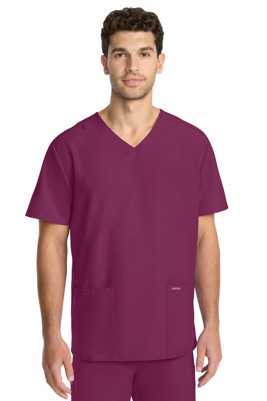 Cherokee Scrubs Unisex Ultra V-Neck Top Wine | scrub-supply.com