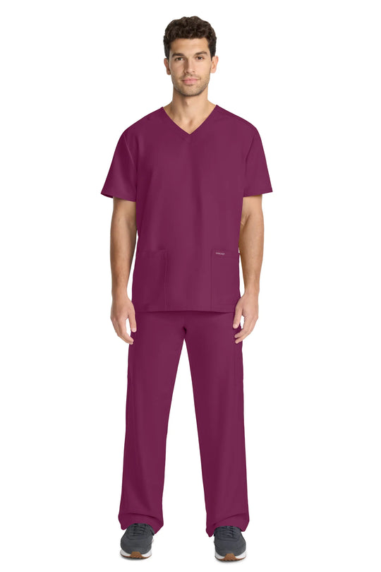 Cherokee Scrubs Unisex Ultra V-Neck Top Wine | scrub-supply.com