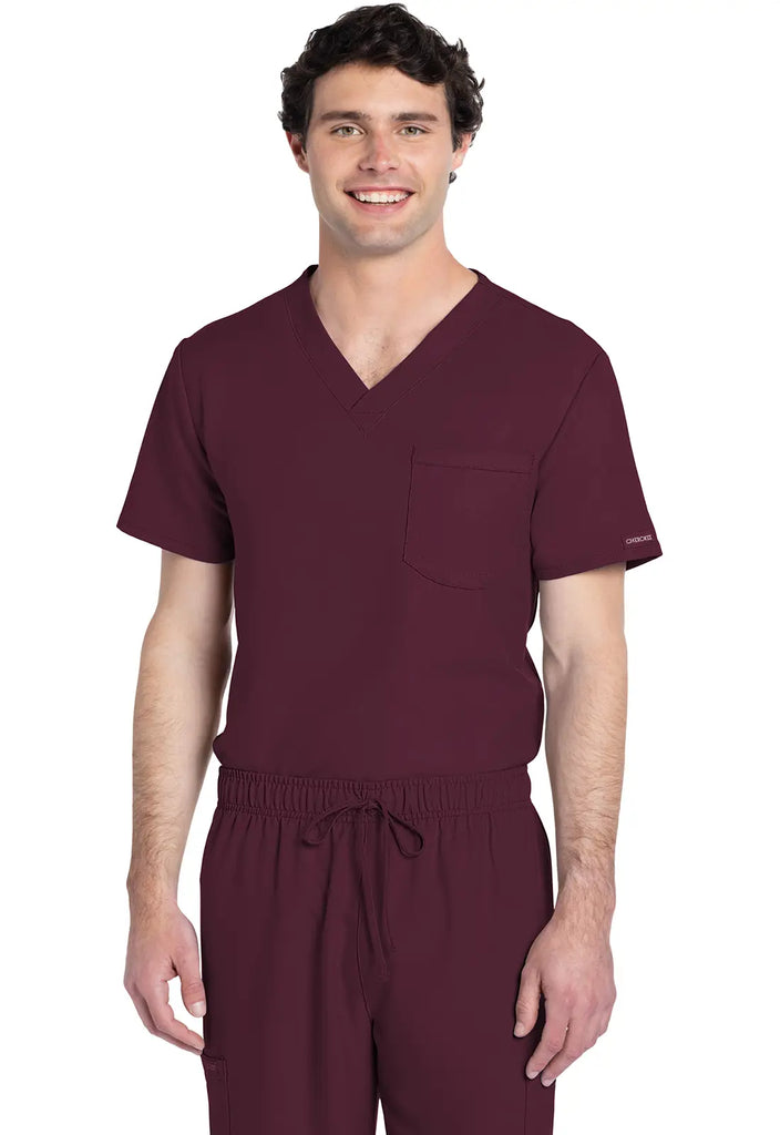Cherokee Scrubs Unisex V-neck Top Wine | scrub-supply.com