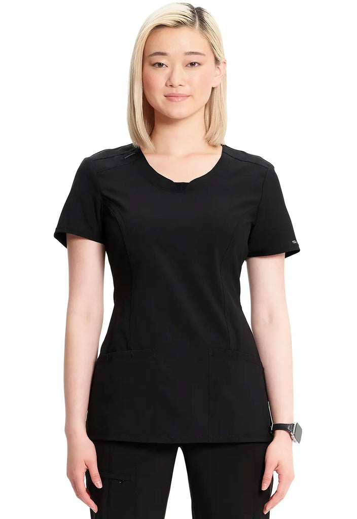 Infinity Scrubs Women's Round Neck Top Black | scrub-supply.com