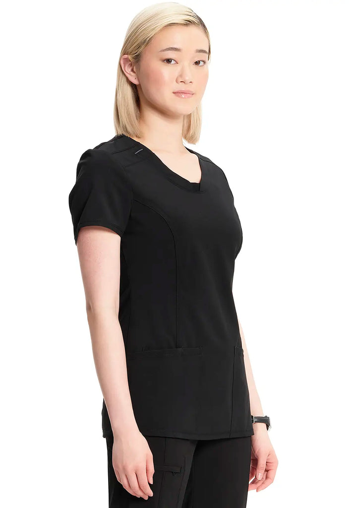 Infinity Scrubs Round Neck Top Black | scrub-supply.com