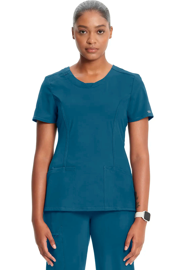 Infinity Scrubs Round Neck Top Caribbean Blue | scrub-supply.com