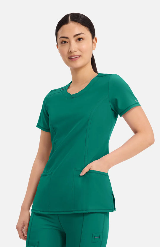 Infinity Scrubs Women's Round Neck Top Hunter Green | scrub-supply.com