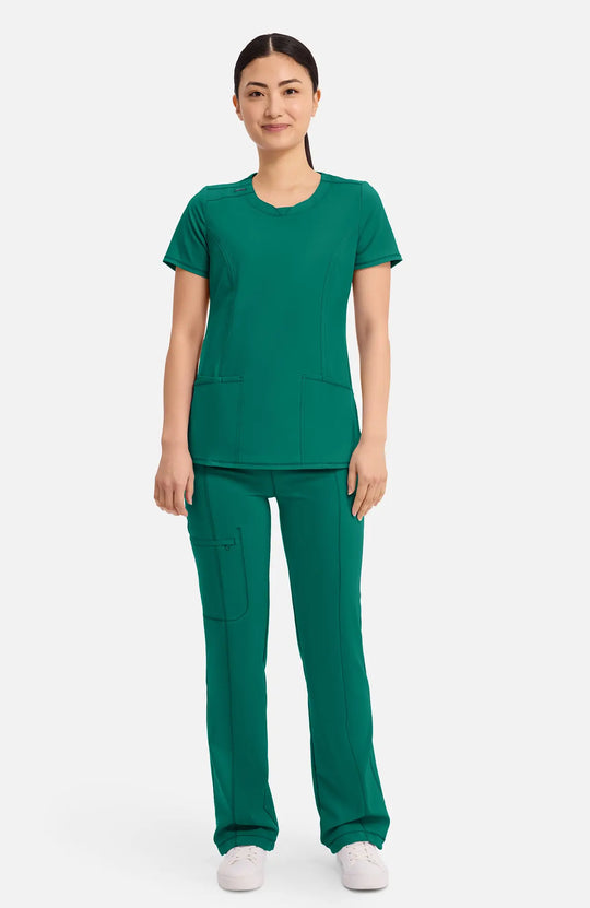 Infinity Scrubs Women's Round Neck Top Hunter Green | scrub-supply.com