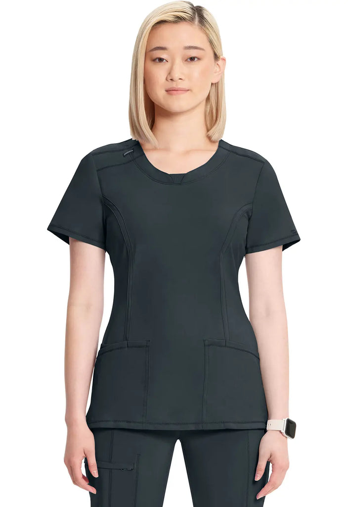 Infinity Scrubs Women's Round Neck Top Pewter | scrub-supply.com