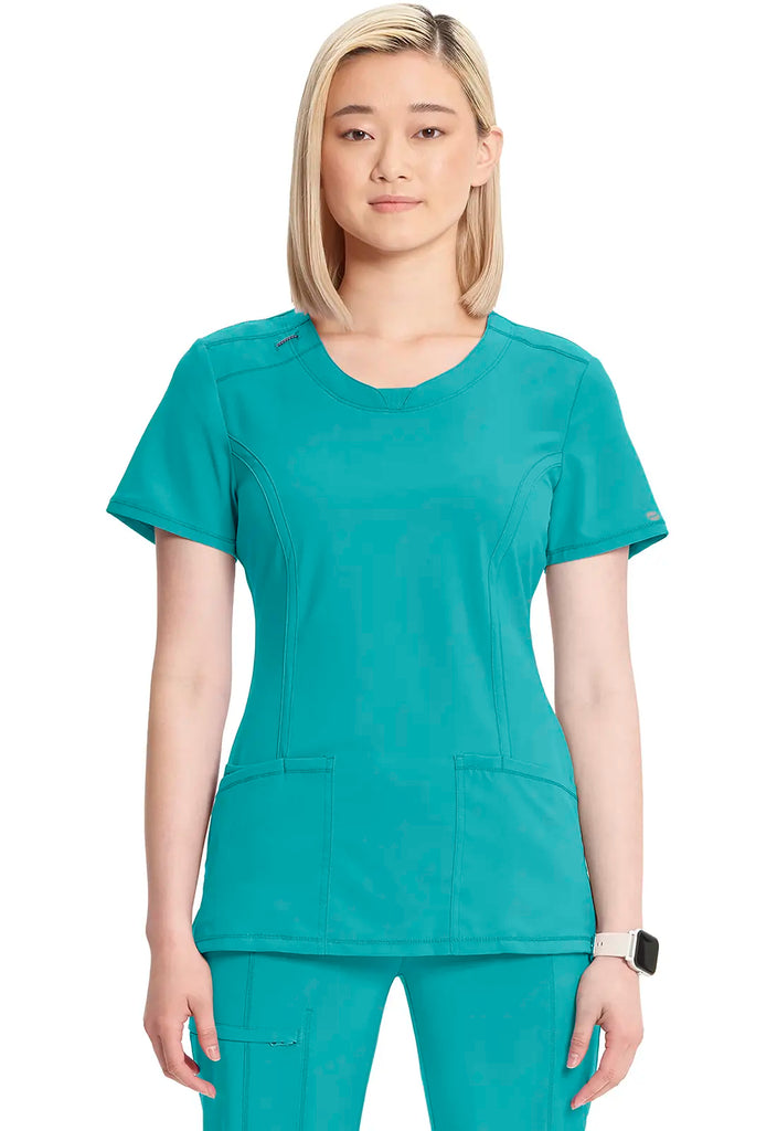 Infinity Scrubs Women's Round Neck Top Teal | scrub-supply.com