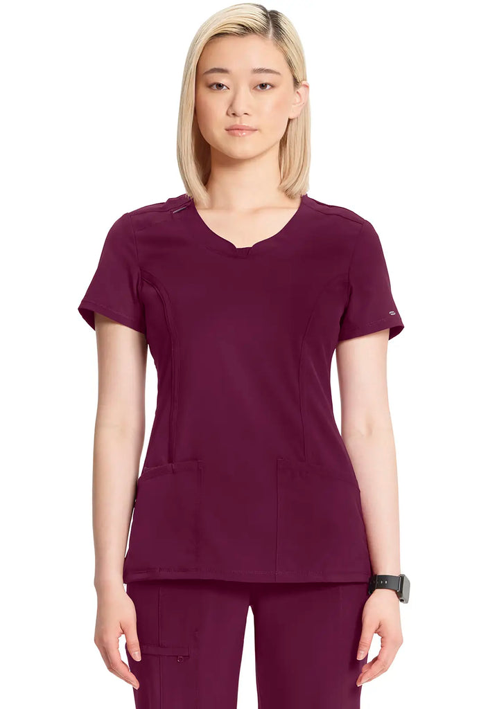 Infinity Scrubs Round Neck Top Wine | scrub-supply.com