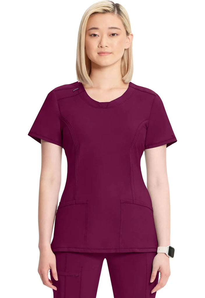 Infinity Scrubs Women's Round Neck Top Wine | scrub-supply.com