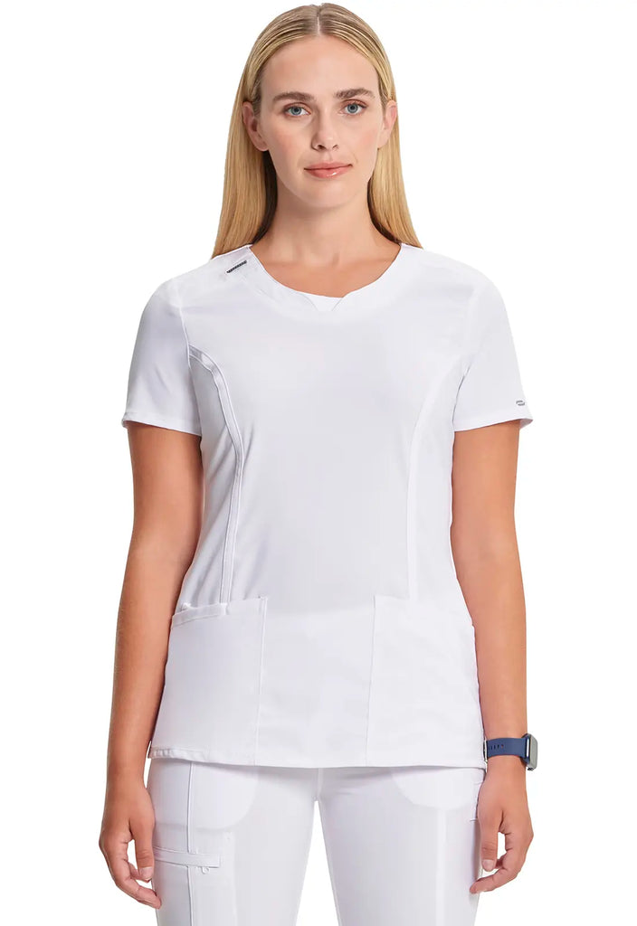 Infinity Scrubs Round Neck Top White | scrub-supply.com