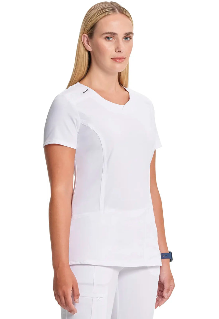 Infinity Scrubs Round Neck Top White | scrub-supply.com