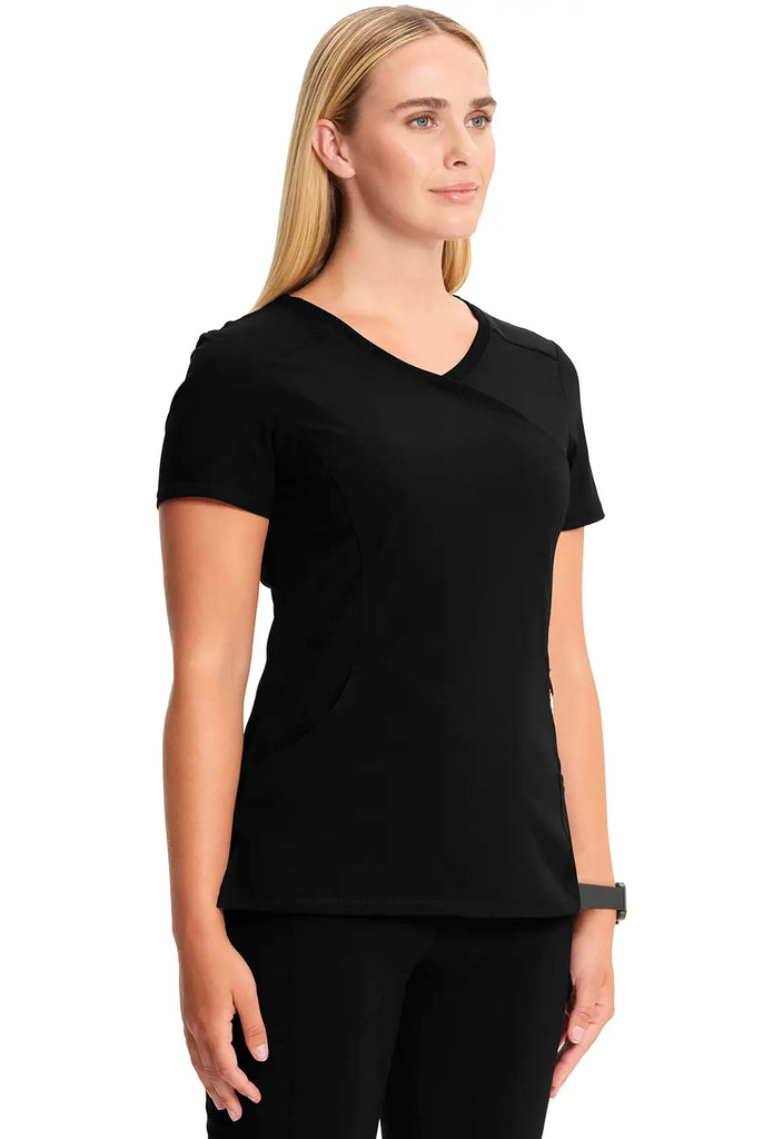 Infinity Scrubs Mock Wrap Top Black | scrub-supply.com