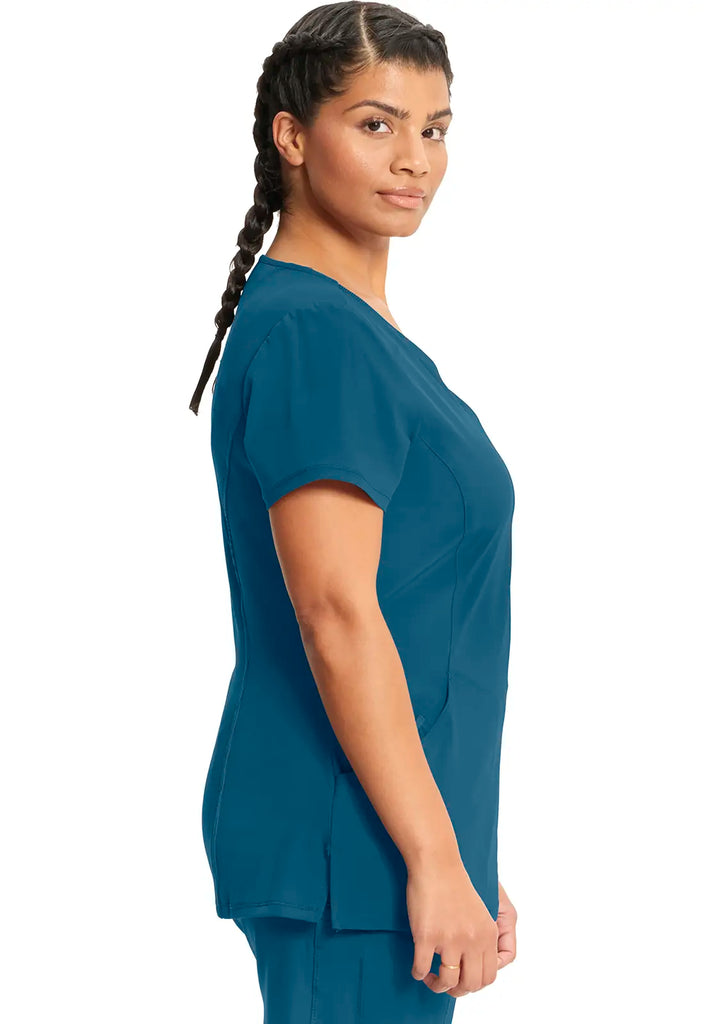 Infinity Scrubs Women's Mock Wrap Top Caribbean Blue | scrub-supply.com