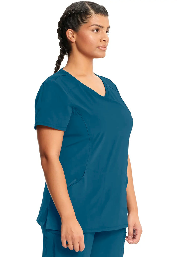 Infinity Scrubs Women's Mock Wrap Top Caribbean Blue | scrub-supply.com