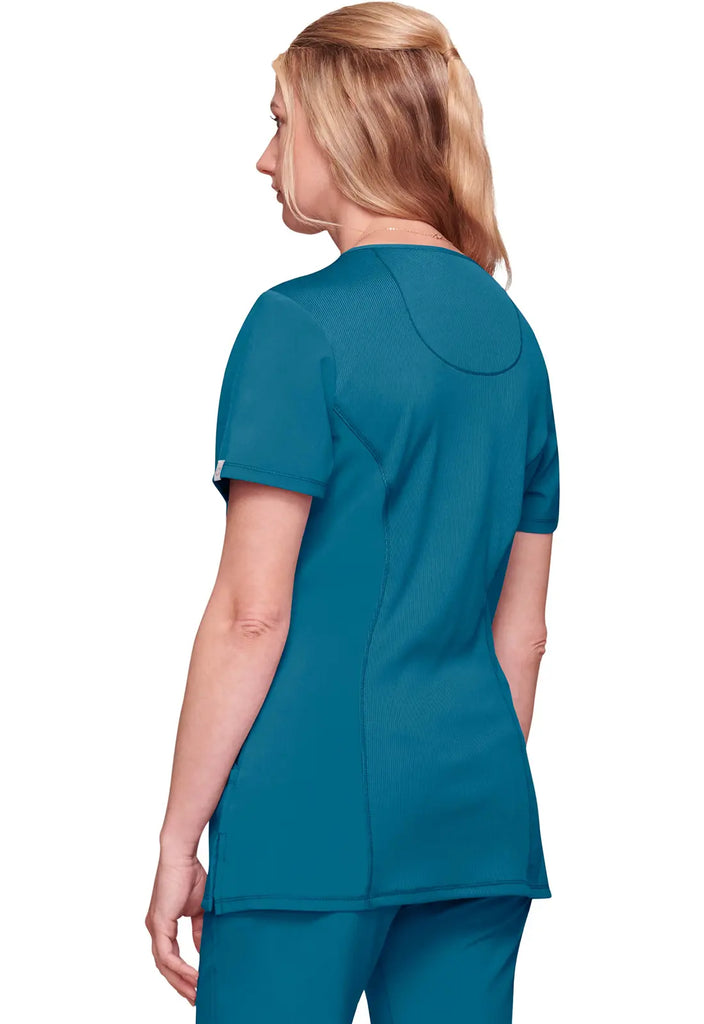 Infinity Scrubs Women's Mock Wrap Top Caribbean Blue | scrub-supply.com