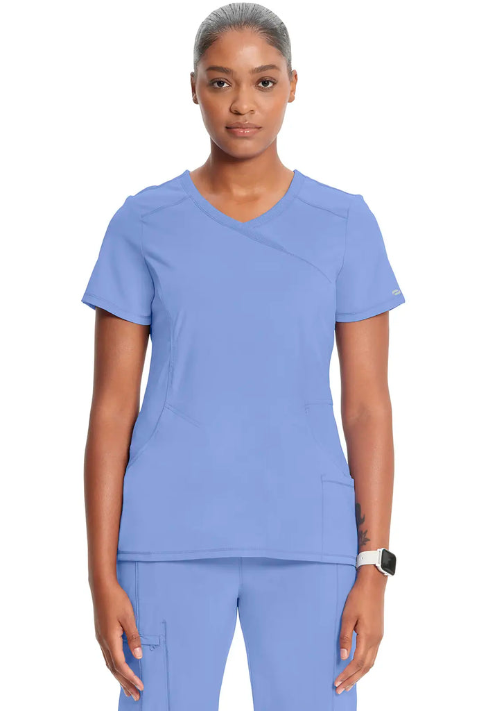 Infinity Scrubs Women's Mock Wrap Top Ceil Blue | scrub-supply.com