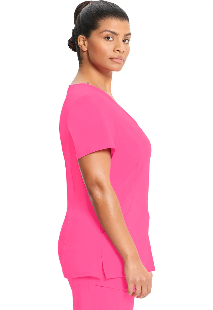 Infinity Scrubs Women's Mock Wrap Top Carmine Pink | scrub-supply.com