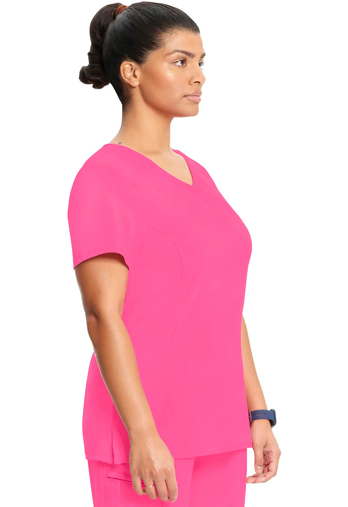 Infinity Scrubs Women's Mock Wrap Top Carmine Pink | scrub-supply.com