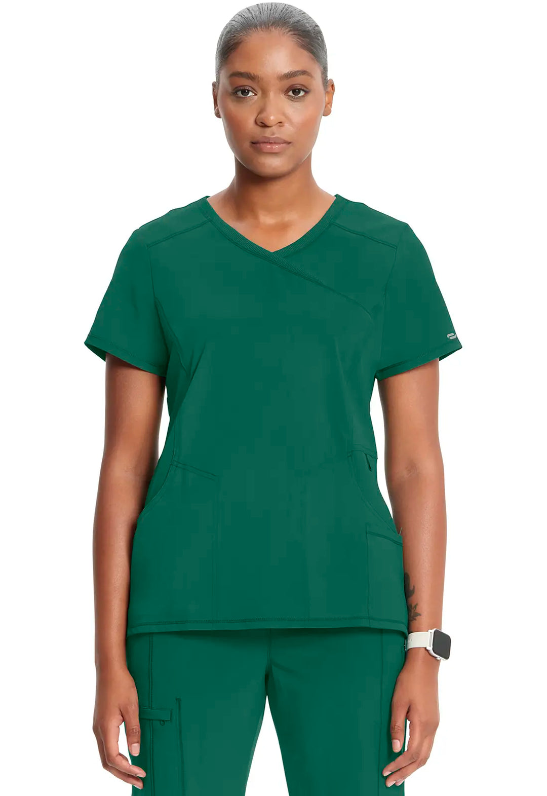 Infinity Scrubs Women's Mock Wrap Top Hunter Green | scrub-supply.com