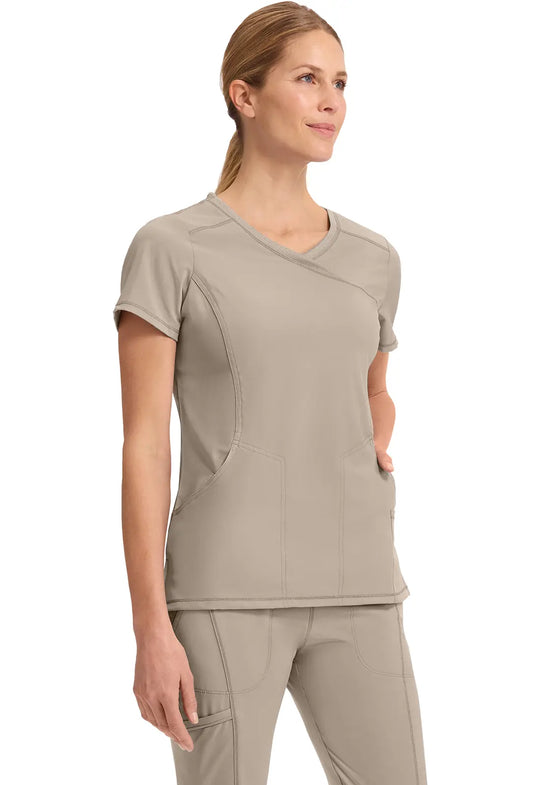 Infinity Scrubs Women's Mock Wrap Top Khaki | scrub-supply.com
