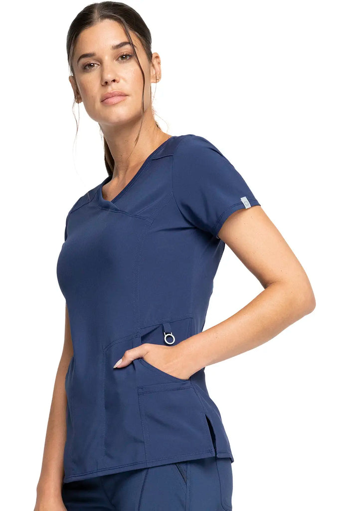 Infinity Scrubs Women's Mock Wrap Top Navy | scrub-supply.com