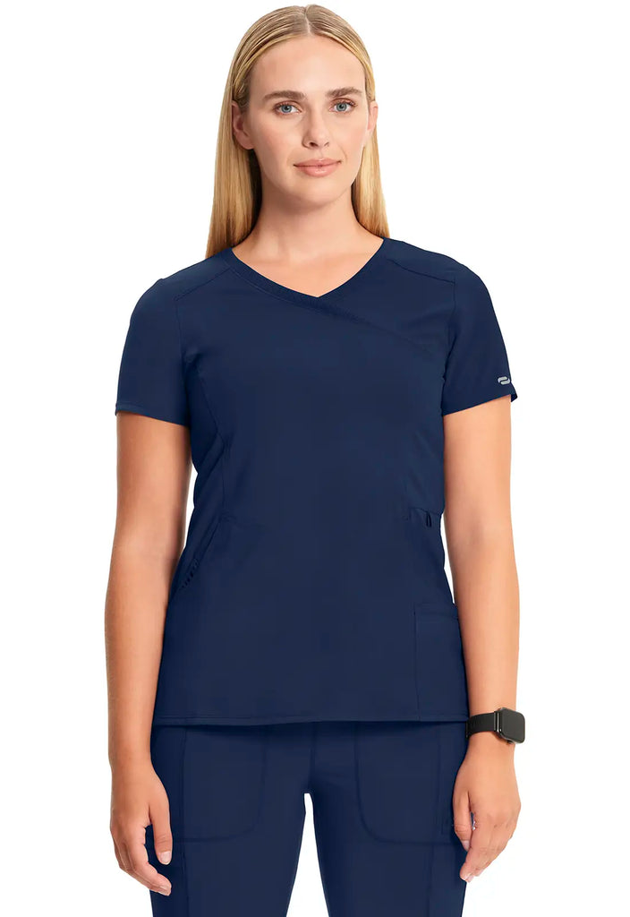 Infinity Scrubs Women's Mock Wrap Top Navy | scrub-supply.com