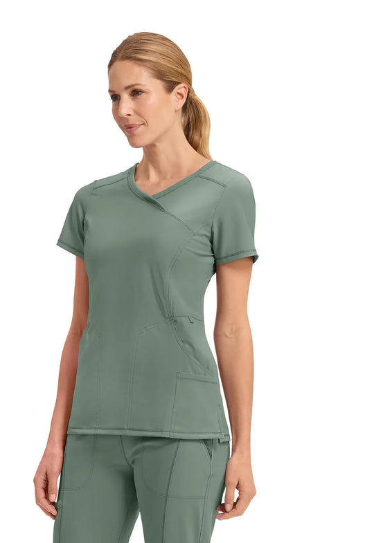 Infinity Scrubs Women's Mock Wrap Top Olive | scrub-supply.com