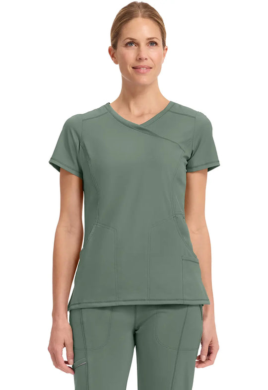 Infinity Scrubs Women's Mock Wrap Top Olive | scrub-supply.com