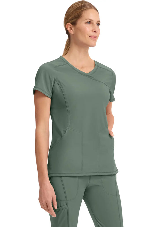 Infinity Scrubs Women's Mock Wrap Top Olive | scrub-supply.com