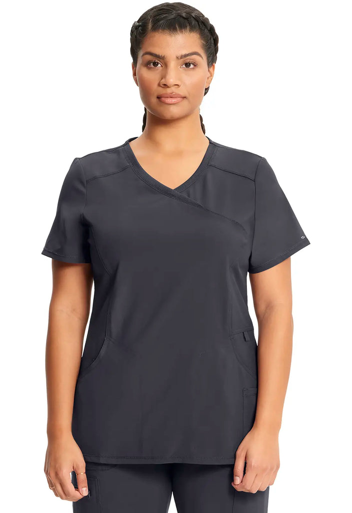 Infinity Scrubs Mock Wrap Top Pewter | scrub-supply.com