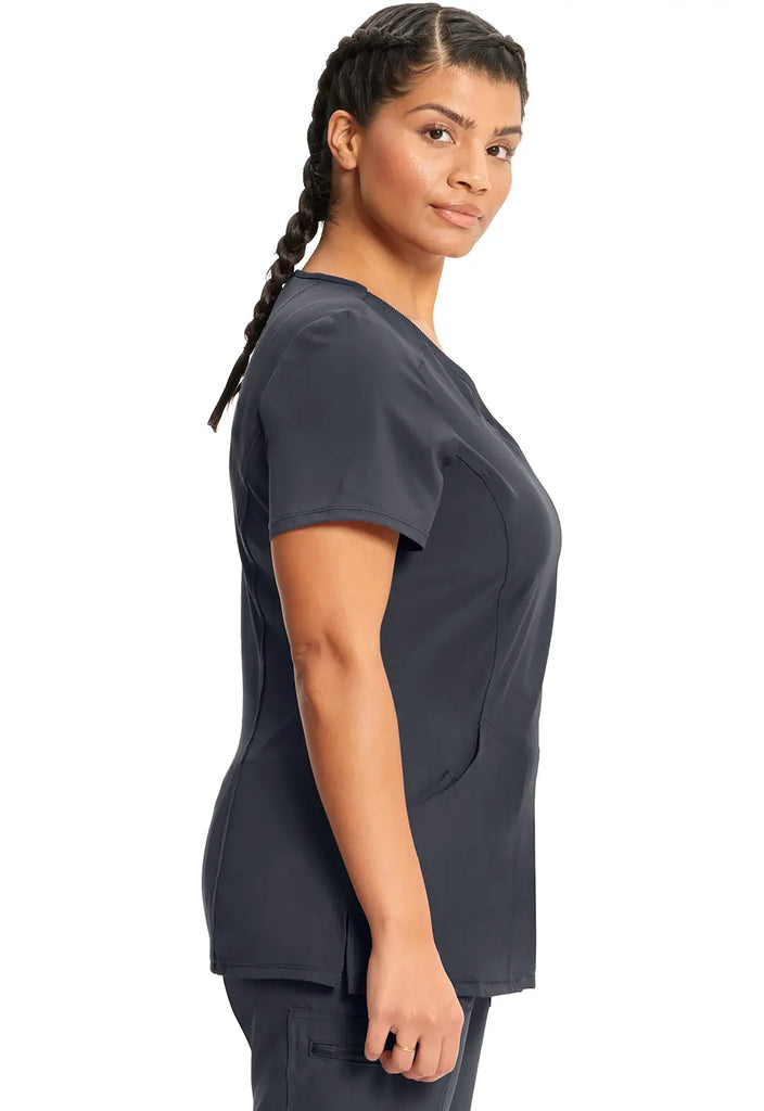 Infinity Scrubs Mock Wrap Top Pewter | scrub-supply.com