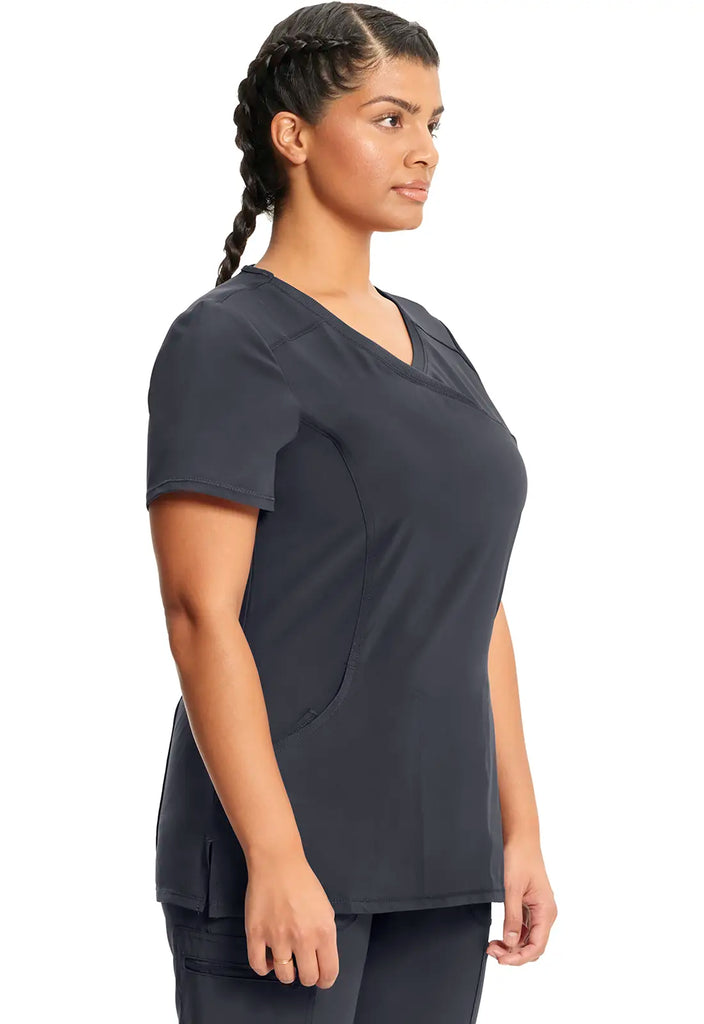 Infinity Scrubs Mock Wrap Top Pewter | scrub-supply.com