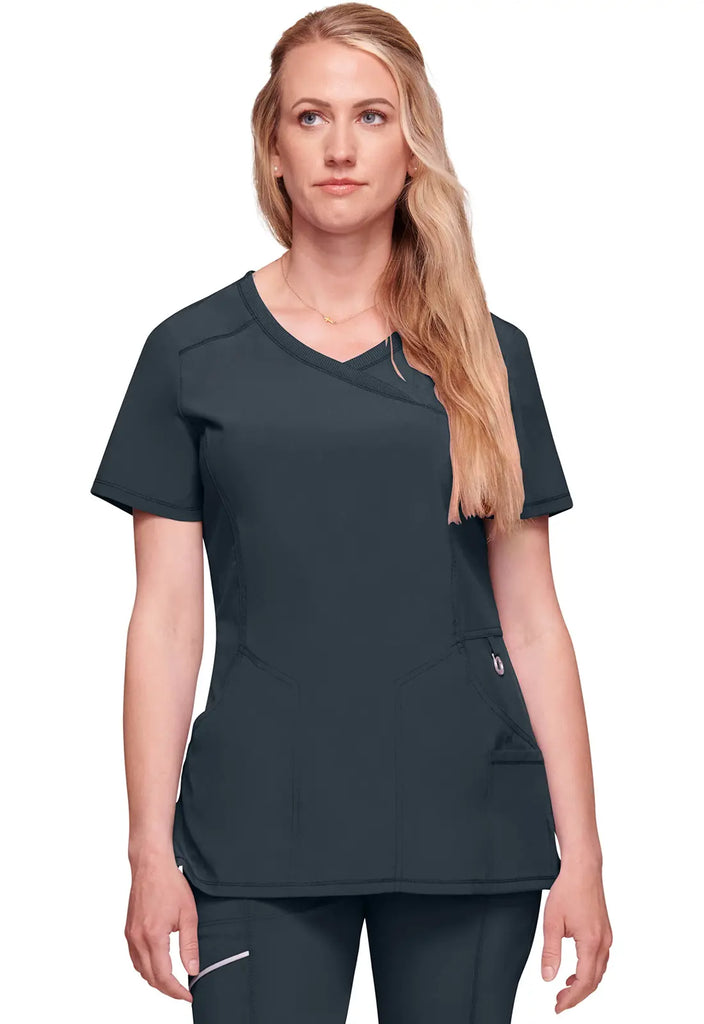 Infinity Scrubs Women's Mock Wrap Top Pewter | scrub-supply.com