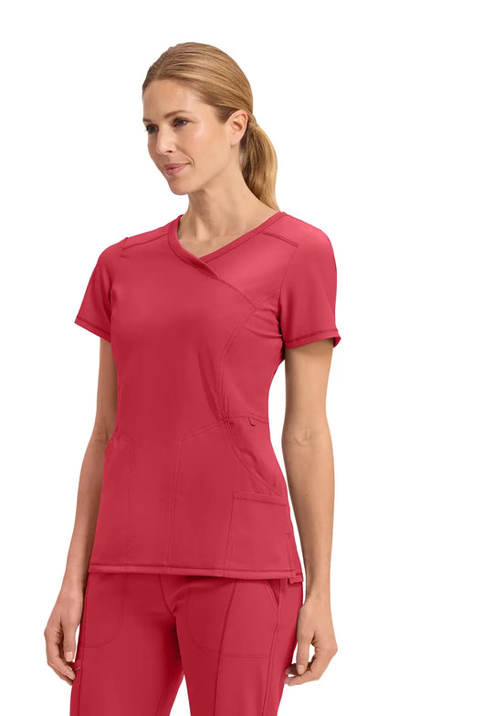 Infinity Scrubs Women's Mock Wrap Top Red | scrub-supply.com